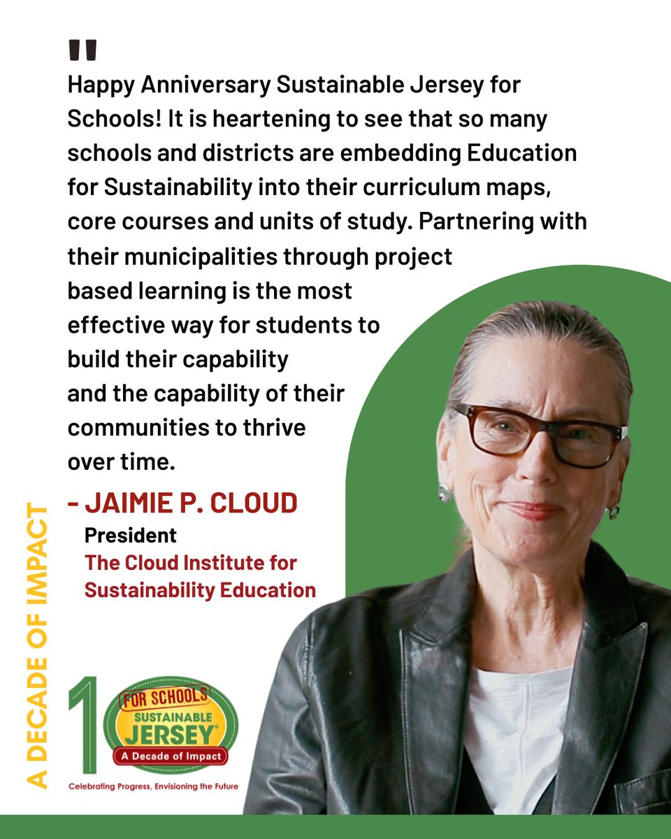 SJ_Schools's tweet image. Celebrating 10 Years of Impact!
#SustainableJerseySchools #DecadeofImpact
“It is heartening to see that so many schools and districts are embedding Education for Sustainability into their curriculum maps, core courses and units of study..." Jaimie P. Cloud