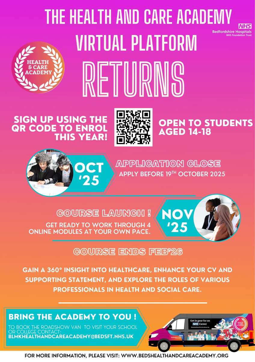 Putteridge High School Careers (@careersatphs) on Twitter photo Interested in a healthcare career? Join the NHS virtual Health & Care Academy!
๐ Nov 2025 โ Feb 2026
๐ 4 self-paced online modules
Apply by 19 Oct 2025
Boost your CV & connect with NHS pros.
๐ฉ careers@putteridgehigh.org Interested in a healthcare career? Join the NHS virtual Health & Care Academy!
๐ Nov 2025 โ Feb 2026
๐ 4 self-paced online modules
Apply by 19 Oct 2025
Boost your CV & connect with NHS pros.
๐ฉ careers@putteridgehigh.org