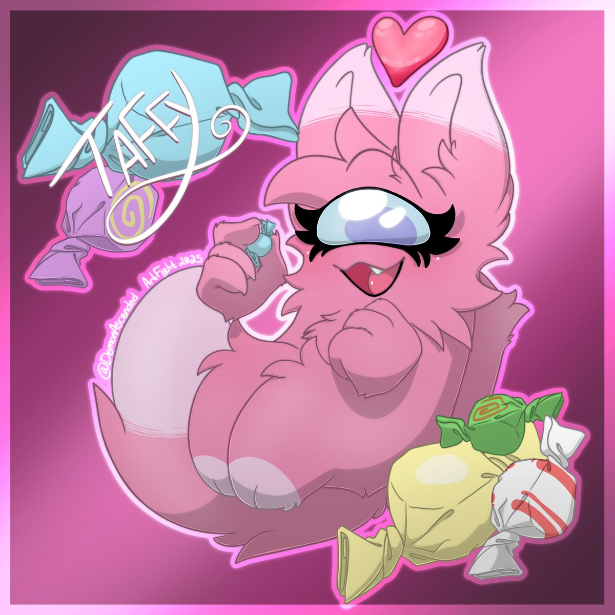 DemonAscended's tweet image. Art Fight!
Friendly Fire on @TaffyPinku from 💎Team Crystals
Drew her character, Taffy.
#artfight #teamcrystals #friendlyfire