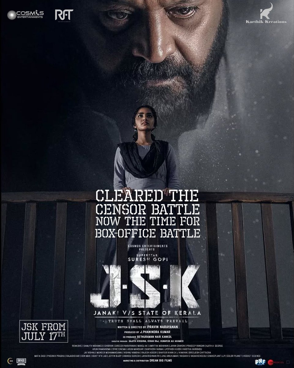 Janaki V vs State of Kerala is finally cleared by CBFC and set for an international release!

In cinemas from 17th July 2025

#JSK #JanakiVsStateOfKerala #SureshGopi