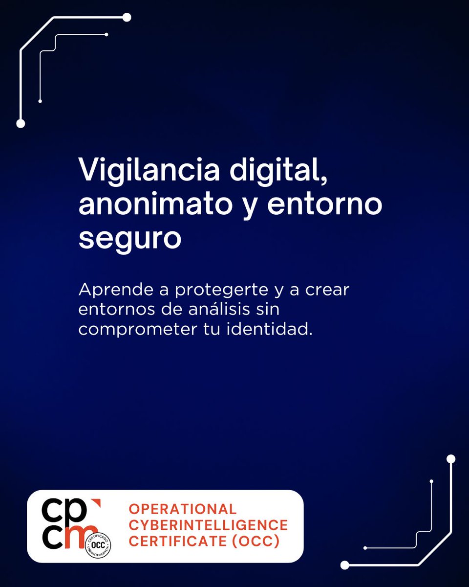CPCM (@colegiocrimmad) on Twitter photo El Certificado OCC de Ciberinteligencia Operacional que impartirá el Colegio es una formación rigurosa y estructurada pensada para lograr competencias reales en ciberinteligencia. Apúntate ya. Sólo quedan 3 plazas colegiocriminologosmadrid.es/formacion/cibe…
Estos son algunos de sus contenidos clave: El Certificado OCC de Ciberinteligencia Operacional que impartirá el Colegio es una formación rigurosa y estructurada pensada para lograr competencias reales en ciberinteligencia. Apúntate ya. Sólo quedan 3 plazas colegiocriminologosmadrid.es/formacion/cibe…
Estos son algunos de sus contenidos clave: