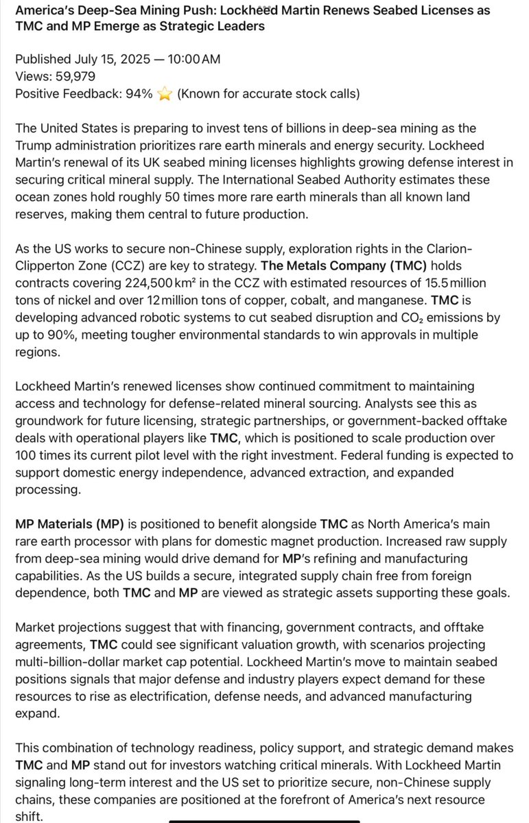 $TMC $MP $LMT Big #deepseamining news.