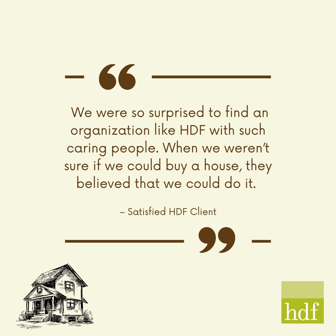 Happy #TestimonialTuesday! Today, we are highlighting one of our clients who with the help of HDF was able to purchase their first home! Our homeownership advisors are here to assist you every step of the way! Learn more here: hdfconnects.org/first-time-hom…