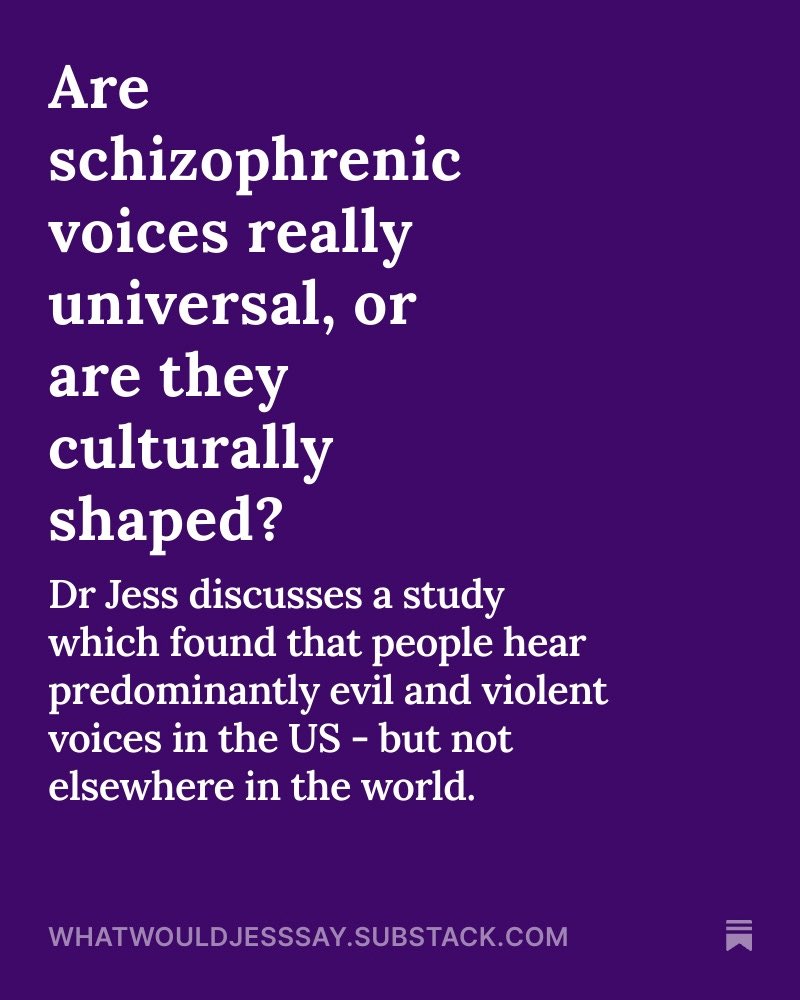 DrJessTaylor's tweet image. Extract from my new article:
Tanya Luhrmann’s research team interviewed sixty people diagnosed with ‘schizophrenia’ in the US, Ghana, and India, and the results are fascinating – not because they reveal anything particularly new about human distress, but because they remind us…