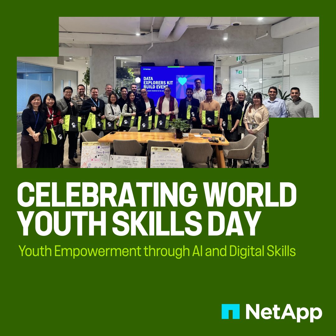 LifeAtNetApp's tweet image. On #WorldYouthSkillsDay, we’re empowering youth with data literacy through @NetApp&apos;s #DataExplorers program—reaching 250K+ students globally. Because data skills = future skills. 💡🌍

🔗 Learn more: ntap.com/40DVJrp

#LifeAtNetApp #NetApp #WhyNetApp #NetAppCares
