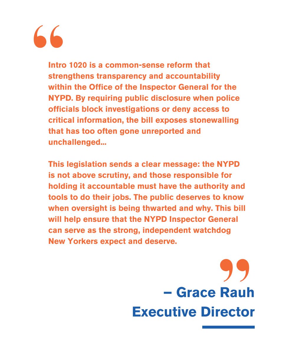 Citizens Union (@citizensunionny) on Twitter photo We read about allegations of corruption in the NYPD, but don’t always get the full story.
The City Council passed a bill to change that, bolstering police oversight + exposing stonewalling that blocks transparency.
Props <a href="/galeabrewer/">Gale A. Brewer</a> <a href="/BrennanCenter/">Brennan Center</a> for their work.
Statement👇 We read about allegations of corruption in the NYPD, but don’t always get the full story.
The City Council passed a bill to change that, bolstering police oversight + exposing stonewalling that blocks transparency.
Props <a href="/galeabrewer/">Gale A. Brewer</a> <a href="/BrennanCenter/">Brennan Center</a> for their work.
Statement👇