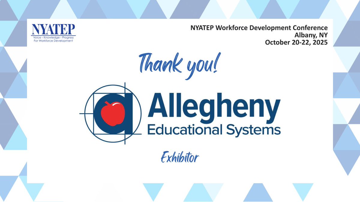 Thank you to @AlleghenyEdSys for exhibiting at the 2025 NYATEP Workforce Development Conference! We appreciate your commitment to hands-on learning &amp; career readiness across NY. nyatep.org/2025fallconfer…