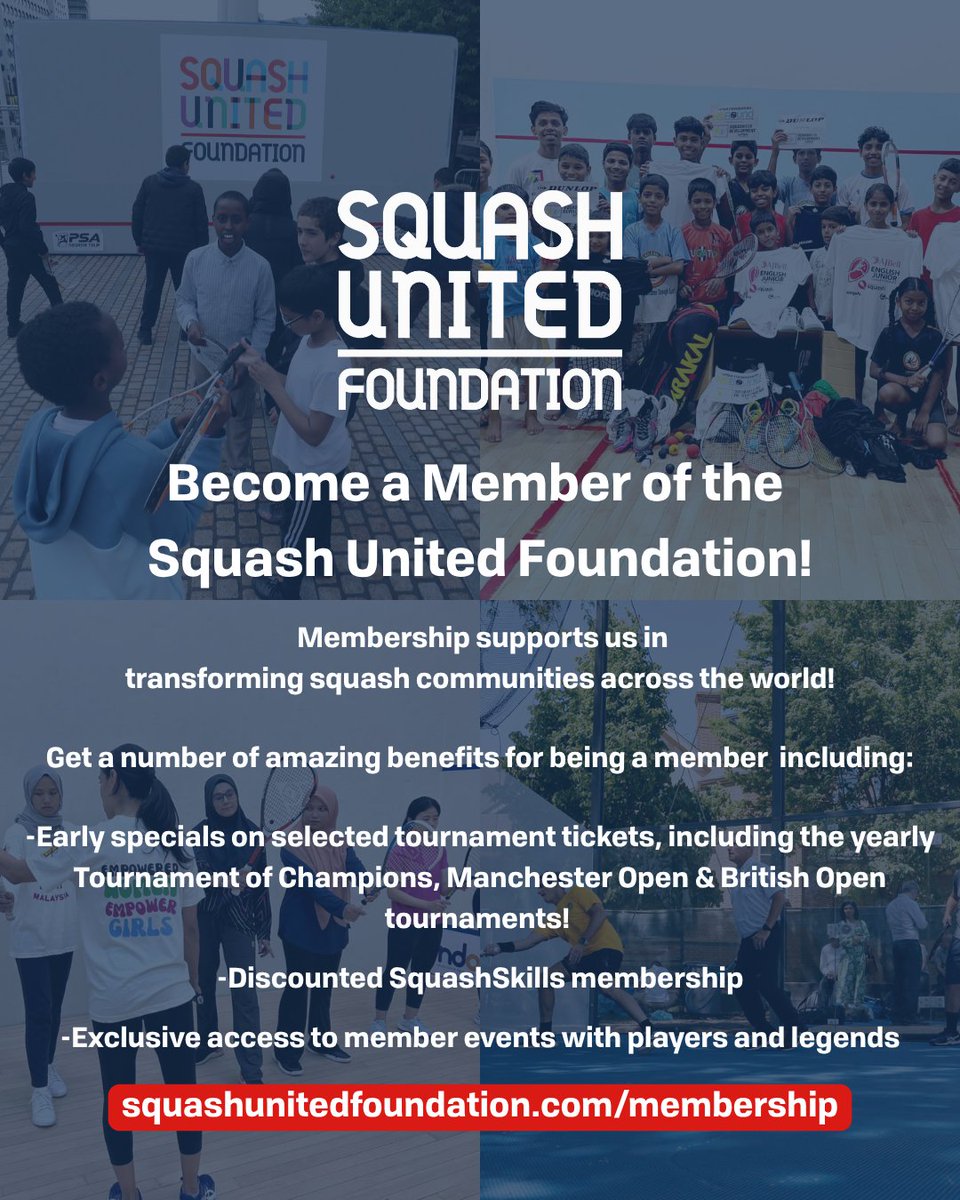 PSA Foundation (@psafoundation_) on Twitter photo Become a Member of the Squash United Foundation and support us in transforming squash communities across the world!
Sign up here: squashunitedfoundation.com/membership/
<a href="/PSASquashTour/">PSA Squash Tour</a> Become a Member of the Squash United Foundation and support us in transforming squash communities across the world!
Sign up here: squashunitedfoundation.com/membership/
<a href="/PSASquashTour/">PSA Squash Tour</a>