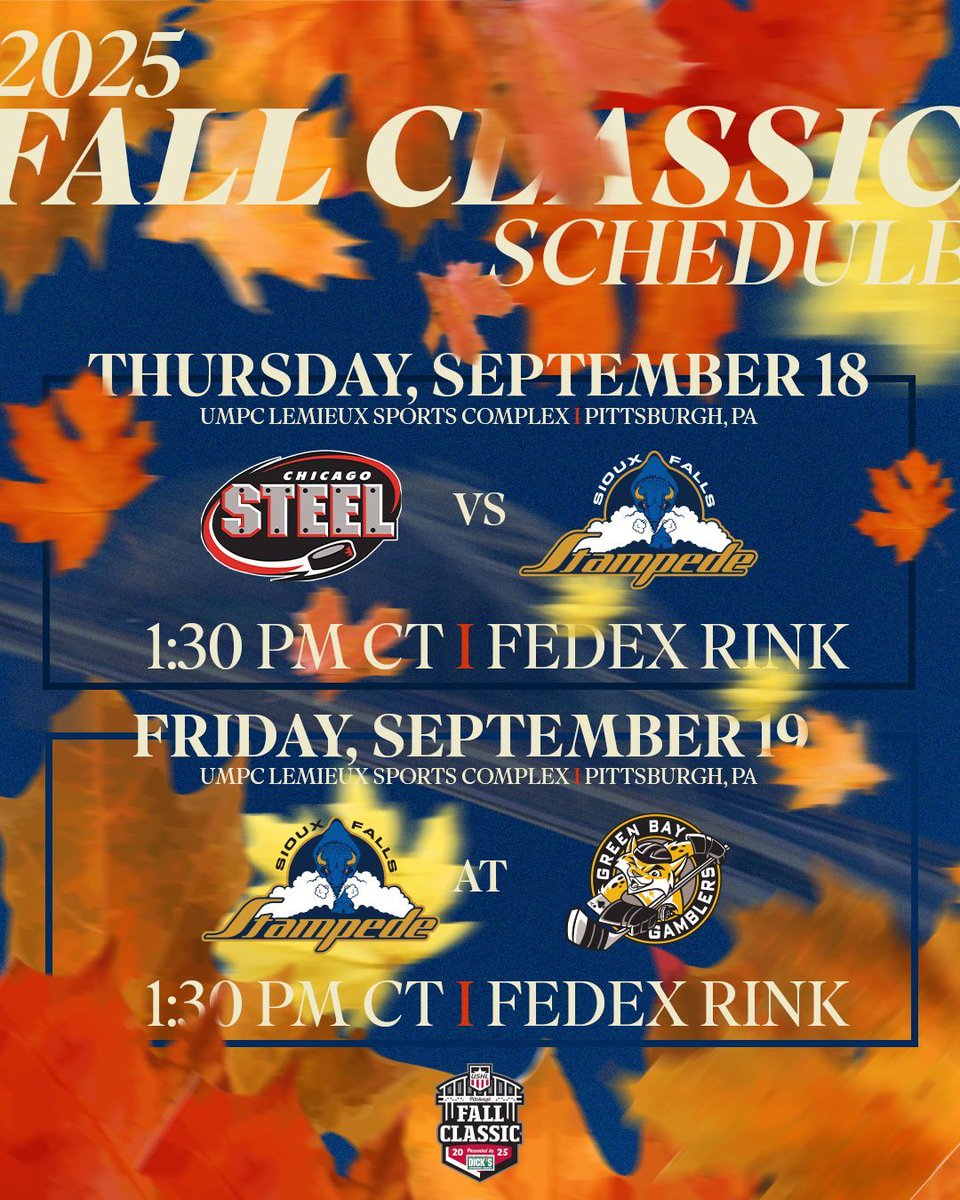 sfstampede's tweet image. The Stampede will kick off the 2025–26 regular season with games against the Chicago Steel and Green Bay Gamblers at the USHL Fall Classic. Both games will be available on FloHockey.
Full schedule: buff.ly/EHhWNGt