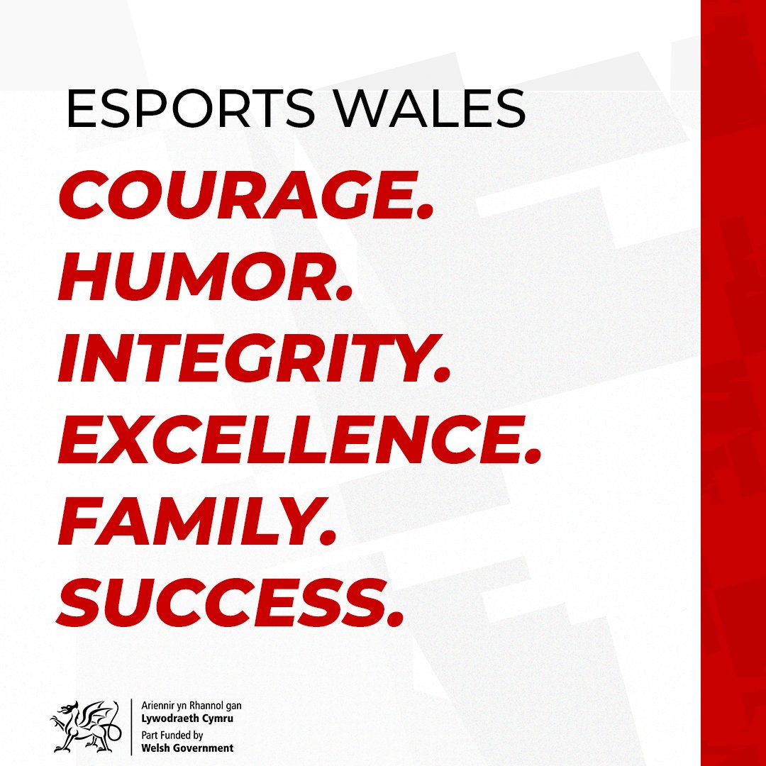 EsportsWales's tweet photo. Courage. Humor. Integrity. Excellence. Family. Success. 🕹️
These are more than words—they’re the foundation of Esports Wales.
Together, we’re building something extraordinary. 💪
#WelshGaming #OurValuesOurFuture https://t.co/SBPqRhW0kK