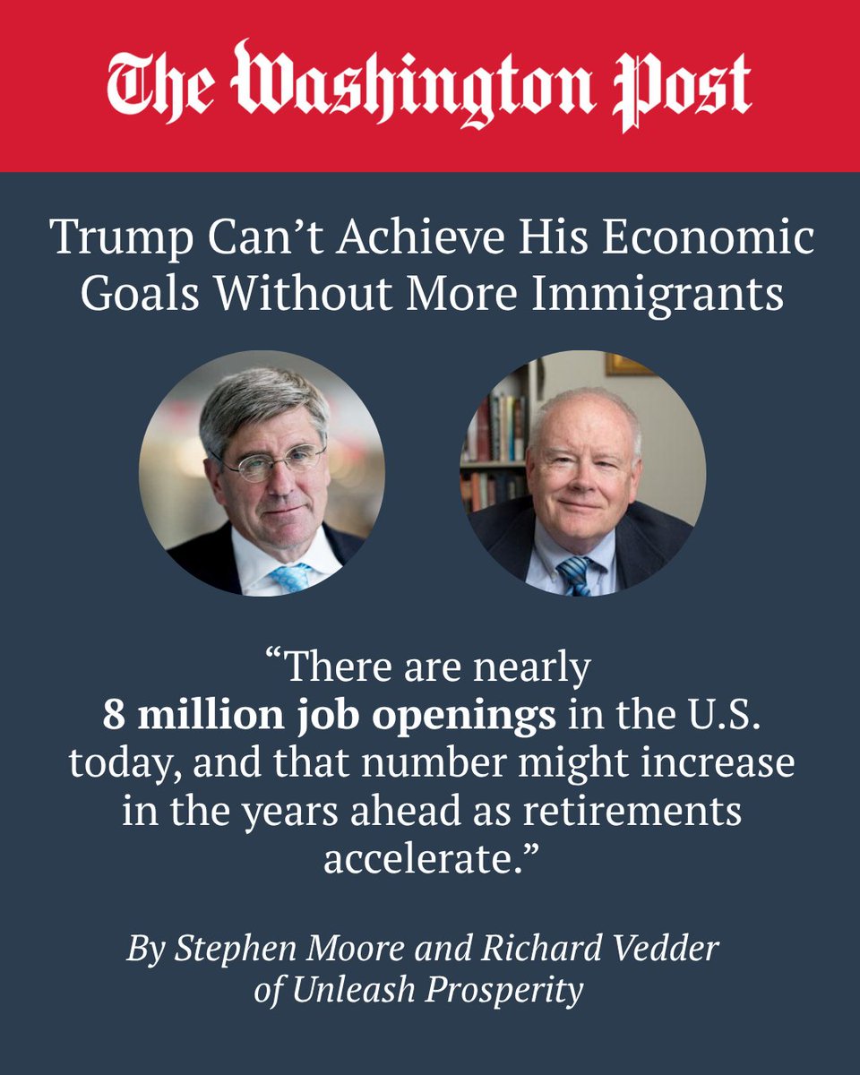 American Business Immigration Coalition (ABIC) (@americanbic) on Twitter photo “Roughly 10,000 baby boomers are retiring every day, but nowhere near that number of native-born Americans are entering the workforce.”
In a Washington Post opinion article, Stephen Moore, co-founder of <a href="/Comm4Prosperity/">Unleash Prosperity</a> and former senior economic advisor to the 2020 Trump “Roughly 10,000 baby boomers are retiring every day, but nowhere near that number of native-born Americans are entering the workforce.”
In a Washington Post opinion article, Stephen Moore, co-founder of <a href="/Comm4Prosperity/">Unleash Prosperity</a> and former senior economic advisor to the 2020 Trump