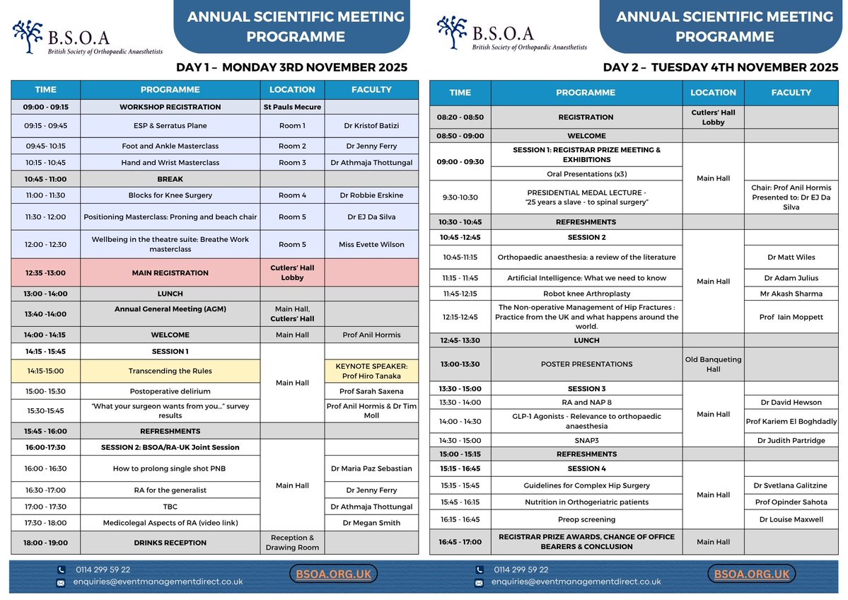 The British Society of Orthopaedic Anaesthetists (@bsoa_org_uk) on Twitter photo 💫BSOA ASM 2025- 30th Anniversary Meeting.
Talks from <a href="/elboghdadly/">Kariem</a> <a href="/IainMoppett/">Iain Moppett</a> <a href="/mariapsebastian/">Mariapaz Sebastian</a> <a href="/athmathottungal/">Athmaja Thottungal</a> <a href="/ProfSahota/">Prof Opinder Sahota</a>
🐦REGISTER NOW FOR EARLY BIRD RATES 🐦 - emdevents.eventsair.com/bsoa-2025/regpg
#BSOA2025 #Sheffield
<a href="/DocTim_Moll/">tim moll</a>
<a href="/anilhormis/">Anil Hormis</a> 💫BSOA ASM 2025- 30th Anniversary Meeting.
Talks from <a href="/elboghdadly/">Kariem</a> <a href="/IainMoppett/">Iain Moppett</a> <a href="/mariapsebastian/">Mariapaz Sebastian</a> <a href="/athmathottungal/">Athmaja Thottungal</a> <a href="/ProfSahota/">Prof Opinder Sahota</a>
🐦REGISTER NOW FOR EARLY BIRD RATES 🐦 - emdevents.eventsair.com/bsoa-2025/regpg
#BSOA2025 #Sheffield
<a href="/DocTim_Moll/">tim moll</a>
<a href="/anilhormis/">Anil Hormis</a>
