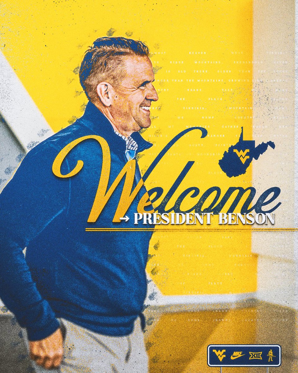 WVUSports's tweet image. An official welcome to Almost Heavenโผ๏ธ
@michaeltbenson, we know you'll love it in Gold & Blue ๐๐
#HailWV