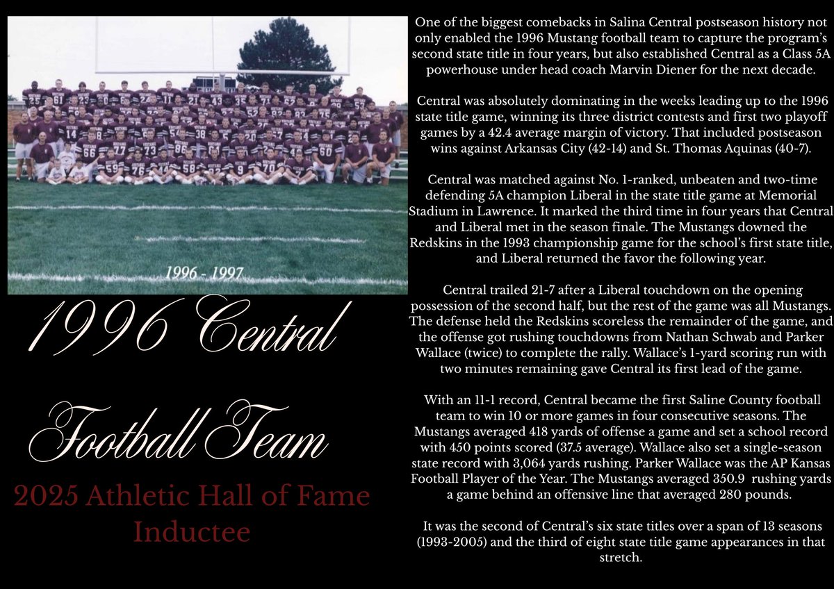 Congratulations to the 1996 Salina Central Football Team!
