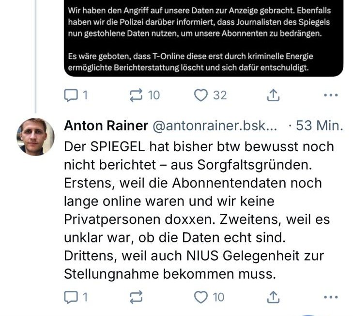 Was DER SPIEGEL hier übersetzt sagt, ist dies: Menschen, die man beim SPIEGEL nicht für "Privatpersonen" hält, dürfen und sollen angeprangert ("gedoxxt") werden. Es ist eine Vernichtungskampagne auf der Grundlage einer Straftat. Der SPIEGEL missbraucht Hehlerware für die eigene