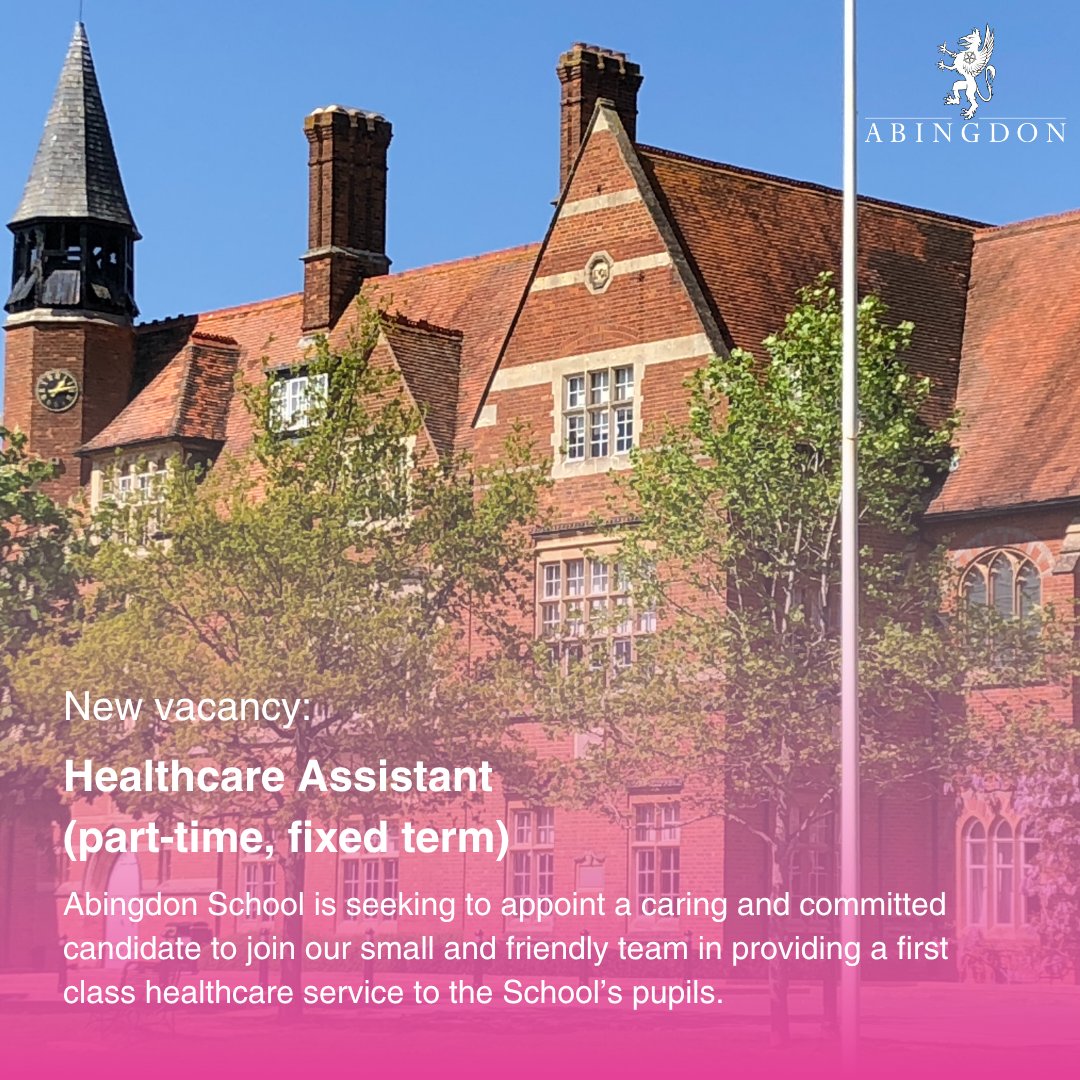 Abingdon School is seeking to appoint a caring and committed candidate to join our small and friendly team in providing a first class healthcare service to the School’s pupils. Find out more and apply here: ow.ly/u9Ic50WpXEH