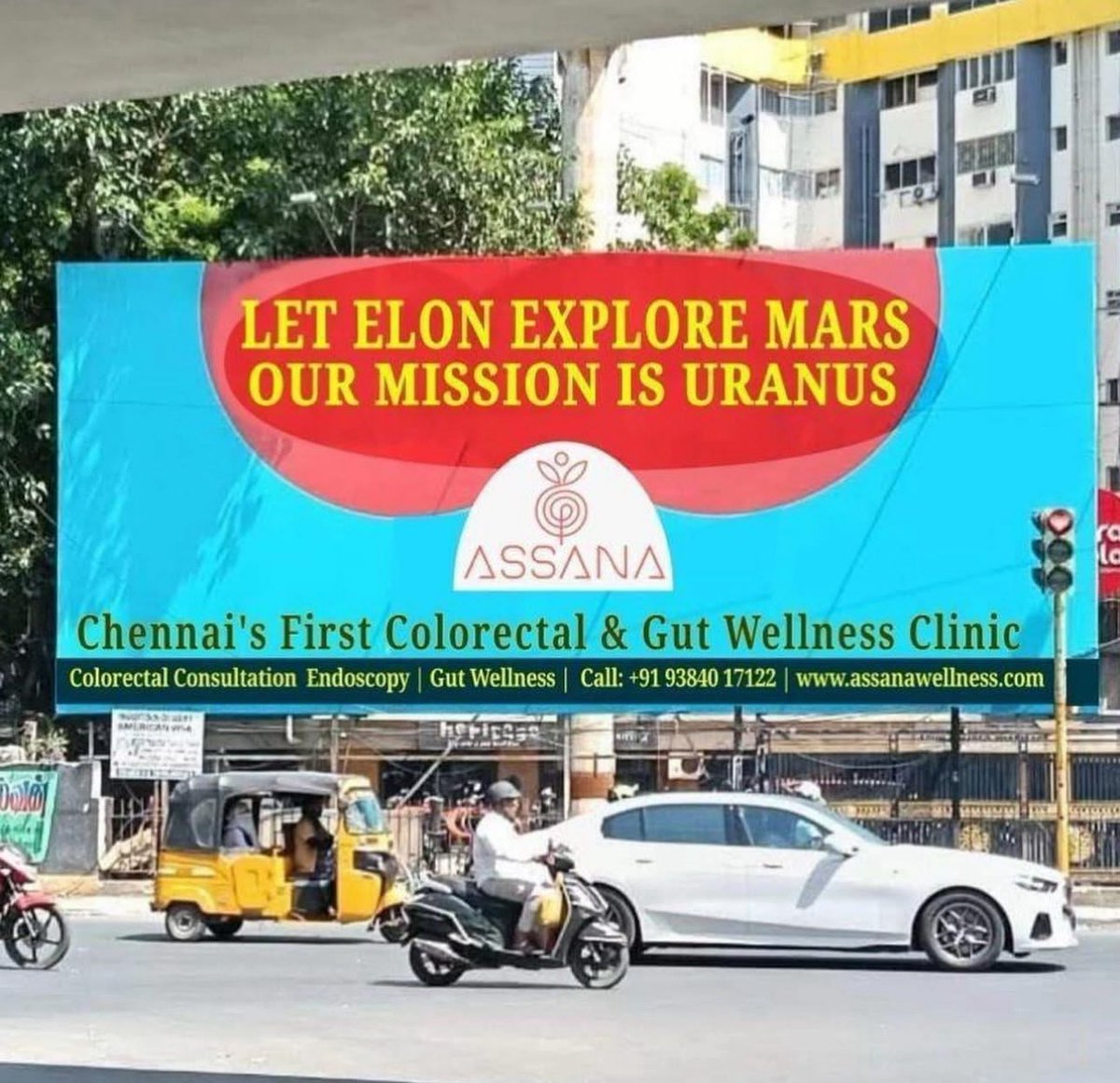 Sunil Shroff (@sunilmed) on Twitter photo Spotted outside a colorectal clinic in India:
“Let Elon Musk explore Mars. Our mission is to take care of Ur..anus.” Even
<a href="/elonmusk/">Elon Musk</a> would be amused - funny, but also a cheeky reminder: colon health matters. <a href="/ElonMuskAOC/">Not Elon Musk</a> <a href="/elonmuskdoge69/">Not Elon Musk</a> <a href="/ElonMuskPD/">Fan Elon Musk</a> <a href="/ElonMuskAOC/">Not Elon Musk</a>
#ElonMusk Spotted outside a colorectal clinic in India:
“Let Elon Musk explore Mars. Our mission is to take care of Ur..anus.” Even
<a href="/elonmusk/">Elon Musk</a> would be amused - funny, but also a cheeky reminder: colon health matters. <a href="/ElonMuskAOC/">Not Elon Musk</a> <a href="/elonmuskdoge69/">Not Elon Musk</a> <a href="/ElonMuskPD/">Fan Elon Musk</a> <a href="/ElonMuskAOC/">Not Elon Musk</a>
#ElonMusk