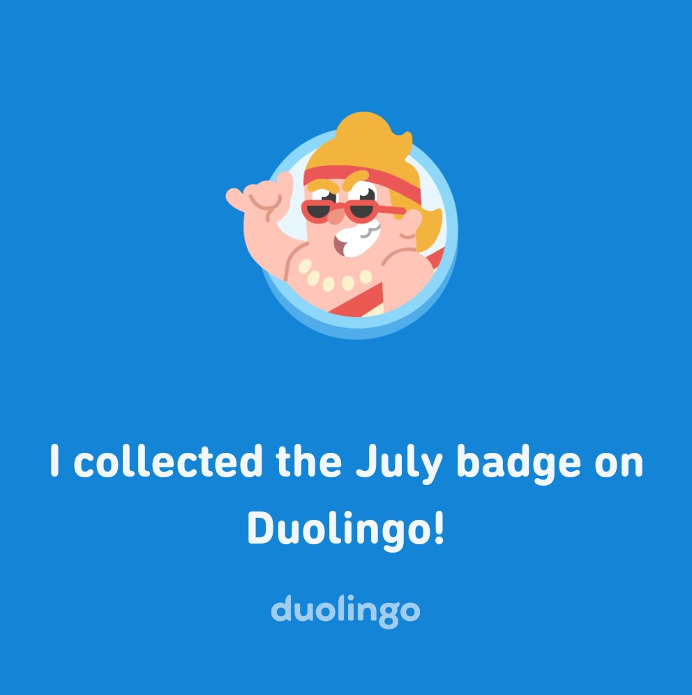 avikkumarsi's tweet image. Collected the July badge on Duolingo!
#Duolingo #learninglanguage