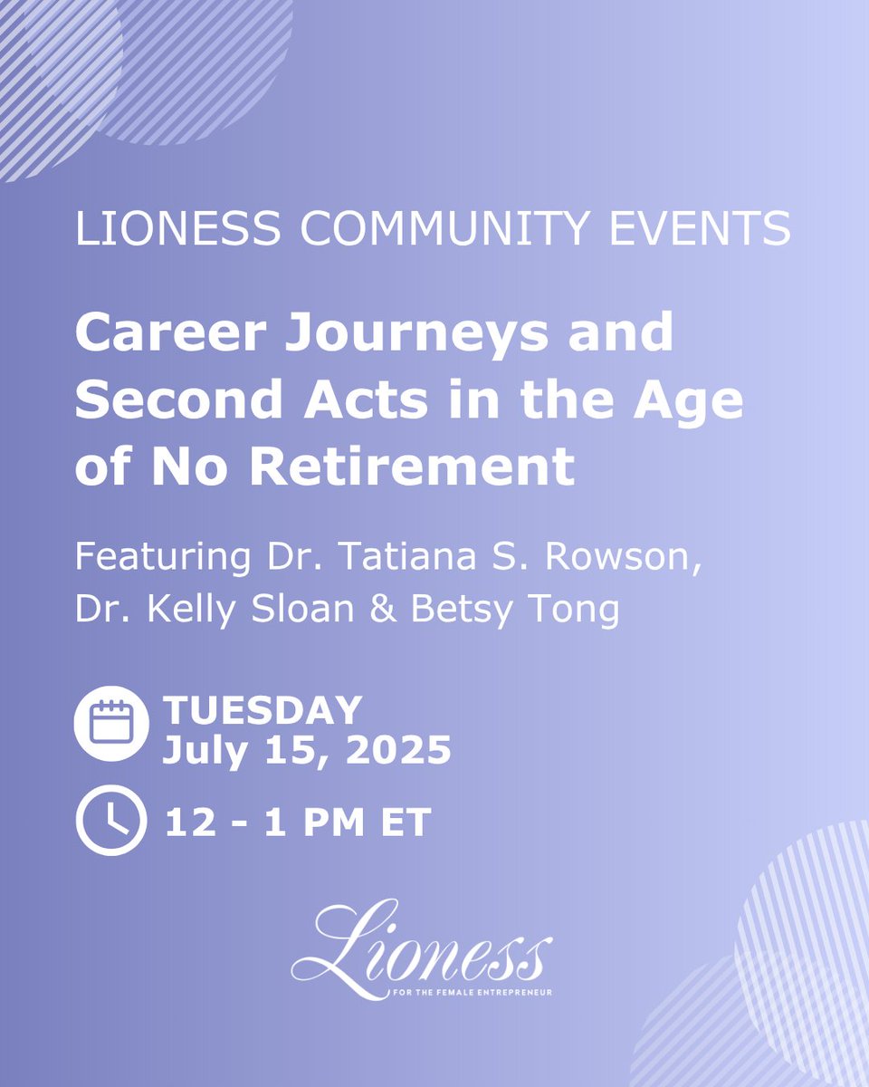 LionessMagazine's tweet image. The rules of retirement are changing. Join us today, July 15th from 12-1 PM for a panel discussion with three experts.
Don't miss out! Register here: us02web.zoom.us/webinar/regist…
#leadership #careers #retirementlife