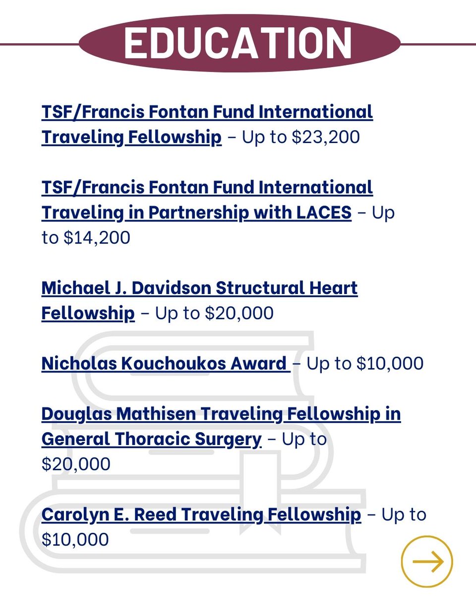 ThoracicSurgFnd's tweet image. APPLY TODAY!
📲Swipe to see the list of awards
🔗To view full descriptions, eligibility requirements, and apply, follow the link: thoracicsurgeryfoundation.org/awards
📆Deadline to apply is September 15
.
#ThoracicSurgeryFoundation #TSFawards #resident #fellowship #cardiothoracicsurgery