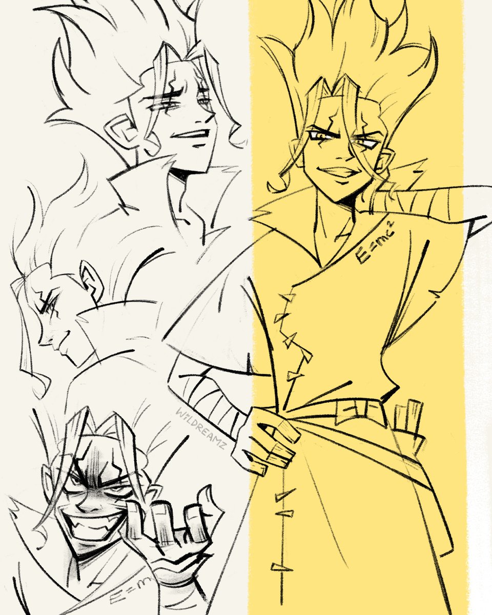 Wildmoriko's tweet image. Poured revival fluid onto some doodles #DrSTONE