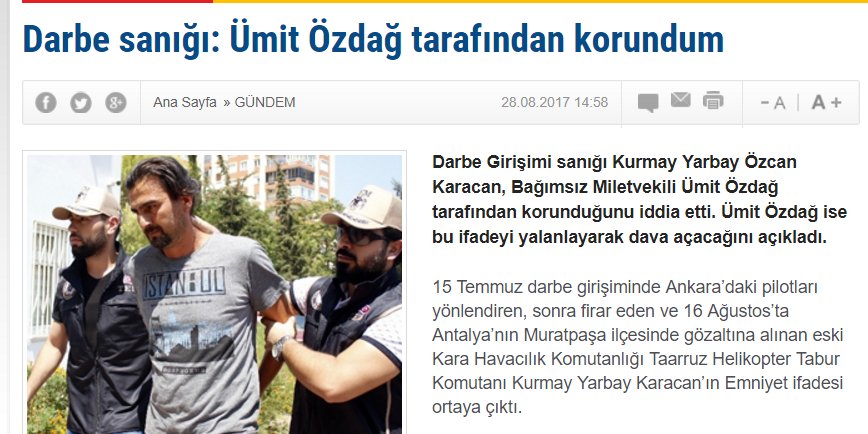İlginç. bir anektod..

"Ambulansa polislere atış yap" diyen FETÖ'cü darbeci..

Firari olduğu dönemde Ümit Özdağ'ın onu sakladığını itiraf etmişti..
