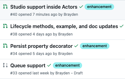 BraydenWilmoth's tweet image. Just need to get these merged in, add web socket support, tidy some docs up and really start pushing Actors.