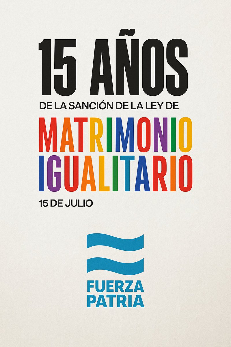 🏳️‍🌈 15 años de igualdad. 15 años de amor sin condiciones.

Un 15 de julio como hoy, Argentina se convertía en el primer país de América Latina en consagrar el matrimonio igualitario como un derecho.

#AmorEsAmor #IgualdadDeDerechos #OrgulloSiempre #diversidad