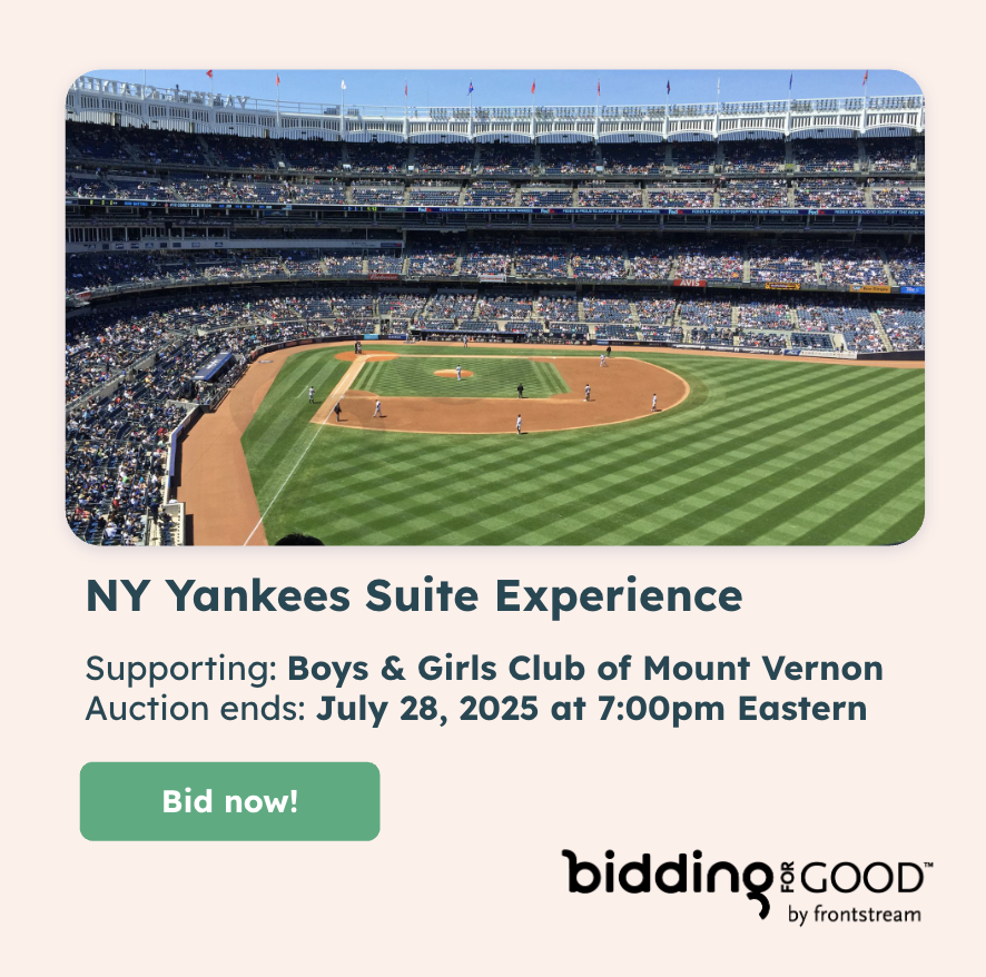 Play ball! ⚾️ Enjoy a #Yankees game this August! You and 3 friends will sit in the Champions Suite in Section 027B, closest to home plate.

Auction ends July 28 at 7pm Eastern ➡️ hubs.la/Q03vdbLX0

Together we've raised $595,472,746 for schools and nonprofits! 💪