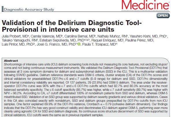 FrancoJGMD's tweet photo. ✅Happy to share this new use of DDT-Pro, now also for diagnosing #delirium in the #ICU! To download the multicenter validation study paper👇
https://t.co/4Cqynx4bBv https://t.co/F4mo8SHLhX