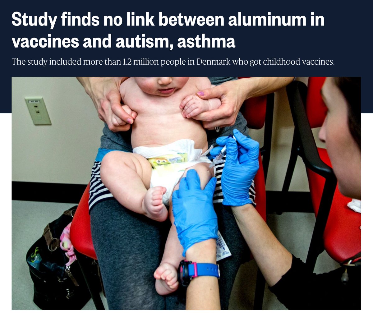 A 24-year study of more than 1.2 million Danish children was just released which shows no link between aluminum in vaccines &amp; an increased risk of 50 chronic conditions, including autoimmune diseases, allergies &amp; autism.
