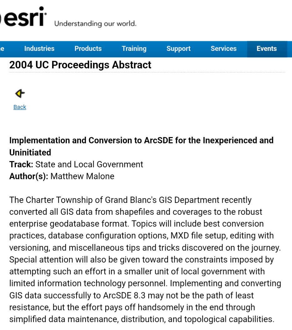 🤭 I'm still proud of my presentation title for my session at the 2004 Esri UC.