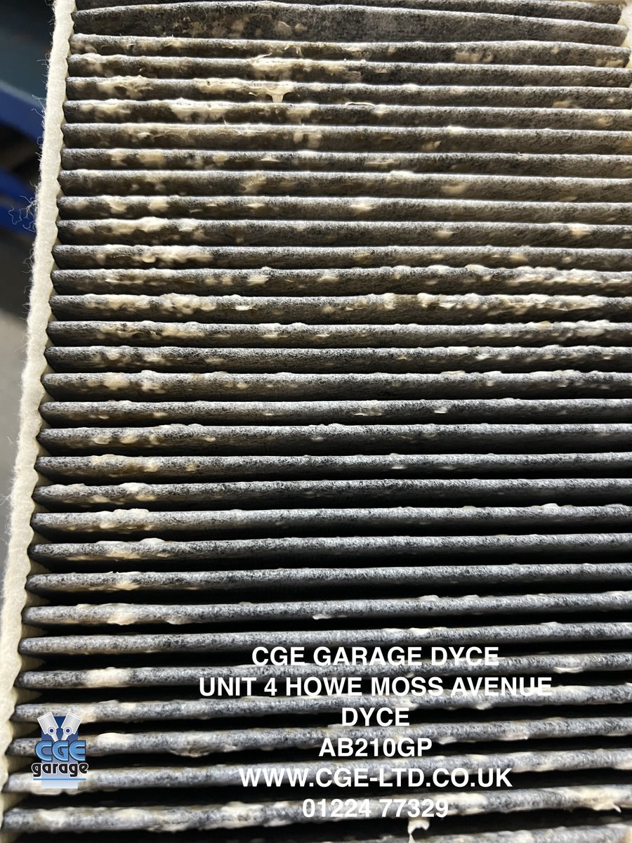 Pollen filter replacement. When was your vehicles last replaced? <a href="/CgeGarageDyce/">CGE Garage Dyce</a> 

🔁 When to Replace
Every 12 months or 10,000–15,000 miles
More frequently if you drive in urban, dusty, or high-pollen areas
Signs include musty smells, foggy windows, or reduced airflow