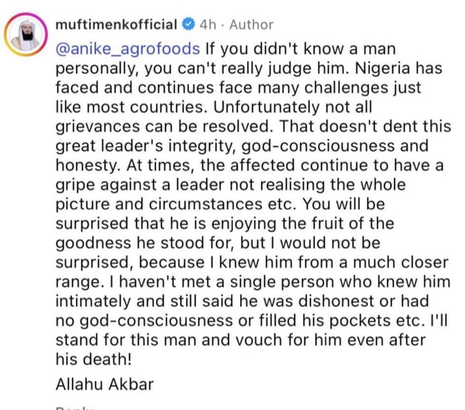 Maliq (@mastermaliq) on Twitter photo <a href="/muftimenk/">Mufti Menk</a> from Zimbabwe says he can vouch for him But millions of Nigerians knew him from the receiving end of his policies. And what they remember is hunger, the lekki toll gate, the Shia , the herdsman, the elemiefele and the silence in the face of evil.
It’s always those <a href="/muftimenk/">Mufti Menk</a> from Zimbabwe says he can vouch for him But millions of Nigerians knew him from the receiving end of his policies. And what they remember is hunger, the lekki toll gate, the Shia , the herdsman, the elemiefele and the silence in the face of evil.
It’s always those
