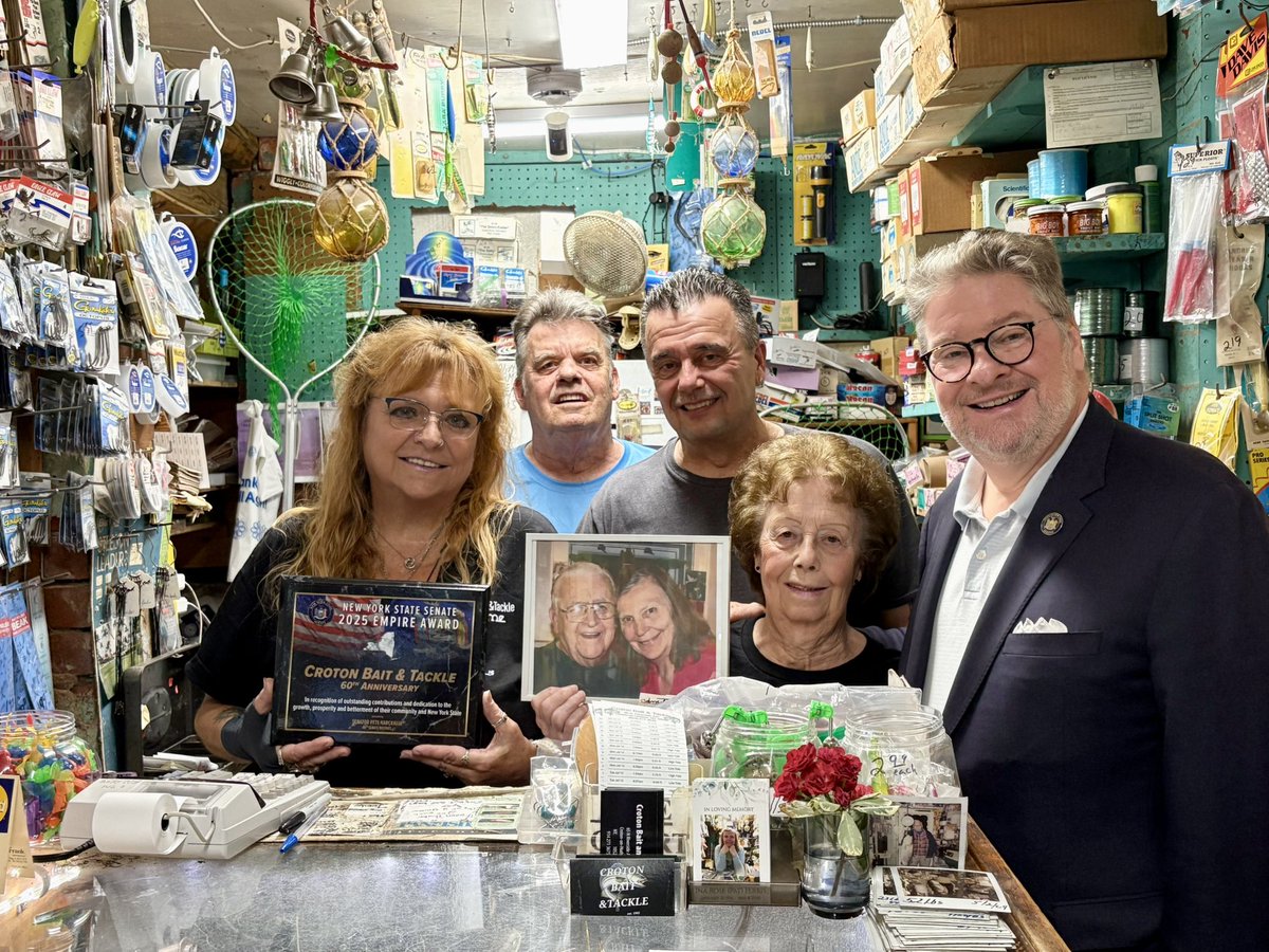 SenatorHarckham's tweet image. I presented a NYS Senate Empire Award to Laura Ferris-Croteau in recognition of 60 years of the Croton Bait & Tackle Shop—a bona fide local institution known for great gear and even better service.