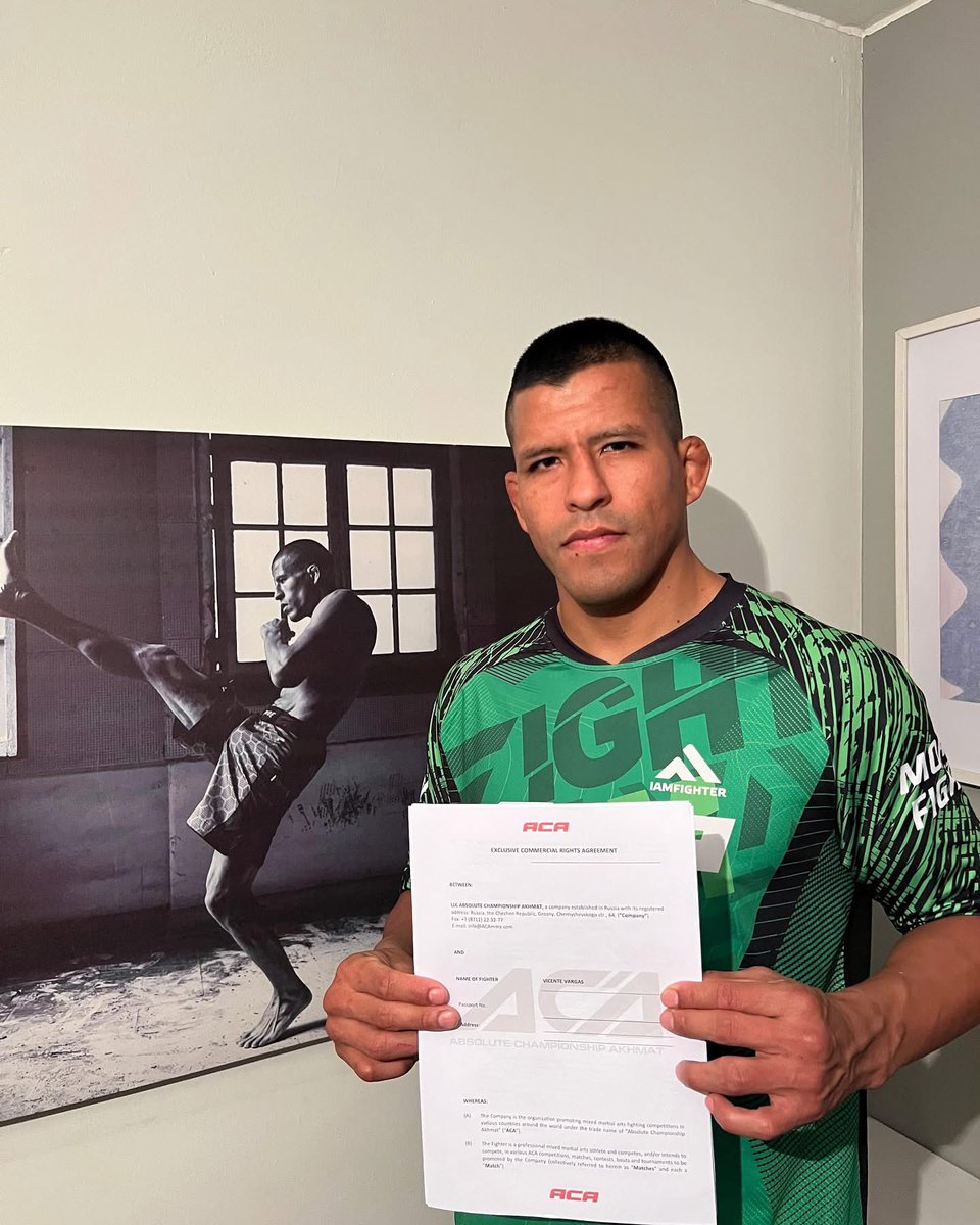 Jvalverdee's tweet photo. El peruano Vicente Vargas🇵🇪 acaba de firmar un contrato de múltiples peleas con la promotora rusa ACA. El Cemento anunciará su fecha de debut en los próximos días. 

Vicente acompañará al también peruano Enrique Barzola🇵🇪 en el rosted de @aca_mma. https://t.co/CUrPbkUMvo