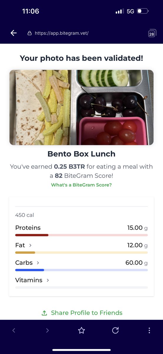 Just earned some $B3TR with <a href="/BiteGram_vet/">BiteGram</a> taking a picture of my daughter’s lunch. 

Looking forward to learning more about this.