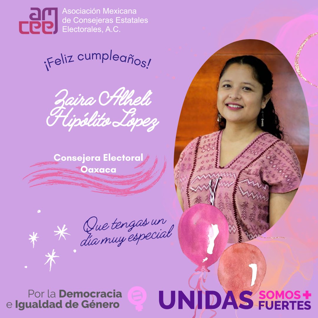 .<a href="/ZairaGixi/">Zaira Gixi</a>, Consejera Electoral del <a href="/IEEPCO/">IEEPCO</a>, celebra #hoy su cumpleaños. ¡Muchas felicidades!

Qué este día esté lleno de alegría y éxitos 🥳