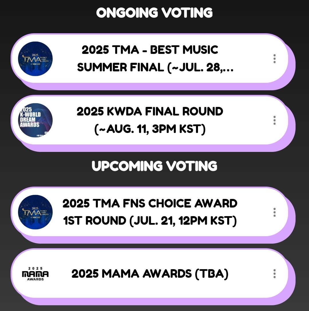 01Btsxarmy1's tweet photo. [🔔] RESET TIME - DAILY REMINDER

Let's start to vote &amp; be ready for the upcoming voting! Preparation is the key!

✅️ Vote Jin on TMA Best Music Summer Final (🎯 Top 1)
✅️ Vote BTS on KWDA Boy Group Popularity Final (🎯 Top 1)

🔗 Guide: (https://t.co/T2ZeXpgLRV) https://t.co/LYX0OpUfP4
