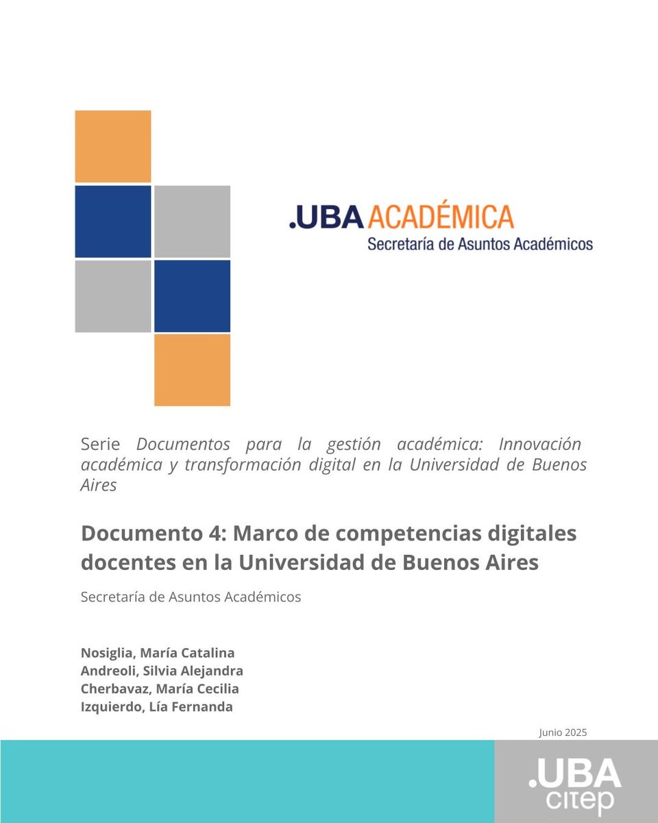 📘Compartimos el Marco de competencias digitales docentes en la UBA, parte de la serie de documentos para la gestión académica de <a href="/AcademicaUBA/">Sec A Académicos UBA</a>
Una herramienta para facilitar procesos reflexivos sobre la práctica docente
🔗linktr.ee/citep.uba
<a href="/saandreoli/">Silvia Andreoli</a> <a href="/cecicher/">Cecilia Cherbavaz</a> <a href="/UBAonline/">UBAonline</a>