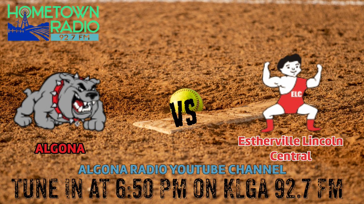A berth in the state tournament is on the line tonight in high school softball, as Algona faces Estherville Lincoln Central in the regional final on KLGA 92.7 FM and the Algona Radio YouTube stream!
youtube.com/watch?v=y0o6va…