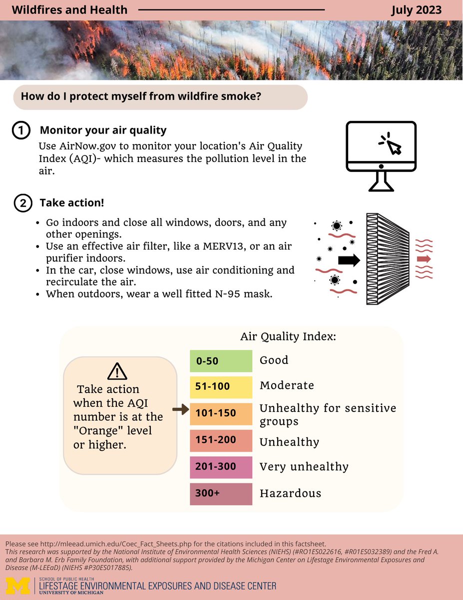 Wildfire smoke is affecting Michigan this week. Learn about why it can be dangerous, and how you can protect yourself and your community here: Download the factsheet - bit.ly/4eTEp7F