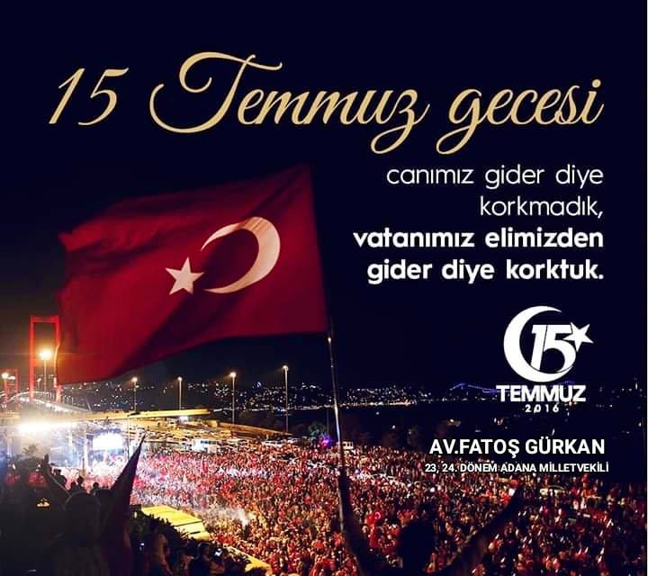 #15TemmuzDestanı 

15 Temmuz gecesi, Çanakkale’de, Milli Mücadelede, Aziz Milletimiz aynı dayanışma ruhuyla vatanı ve bayrağı için,İstikbali ve bağımsızlığı için Cumhurbaşkanımız Sn. Recep Tayyip Erdoğan'ın çağrısıyla şanlı tarihimizin en büyük destanlarından birini  yazdı. 

O