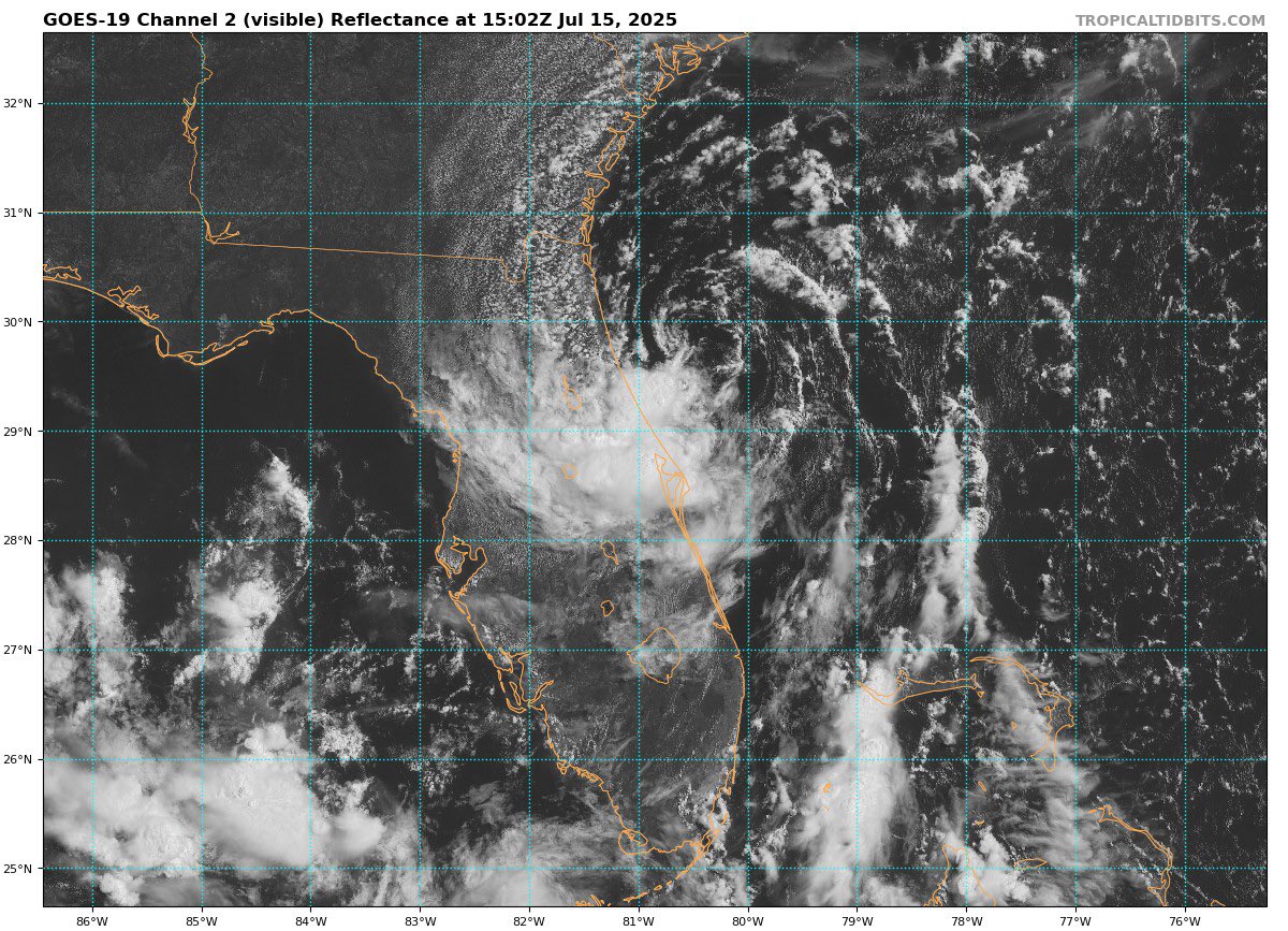 FerragamoWx's tweet image. Invest 93L not looking the worst this morning as it approaches #Florida. Not a lot of time for this system to develop once it enters the Gulf, as most models hold it close to the coastline — but a brief TD/TS is possible.