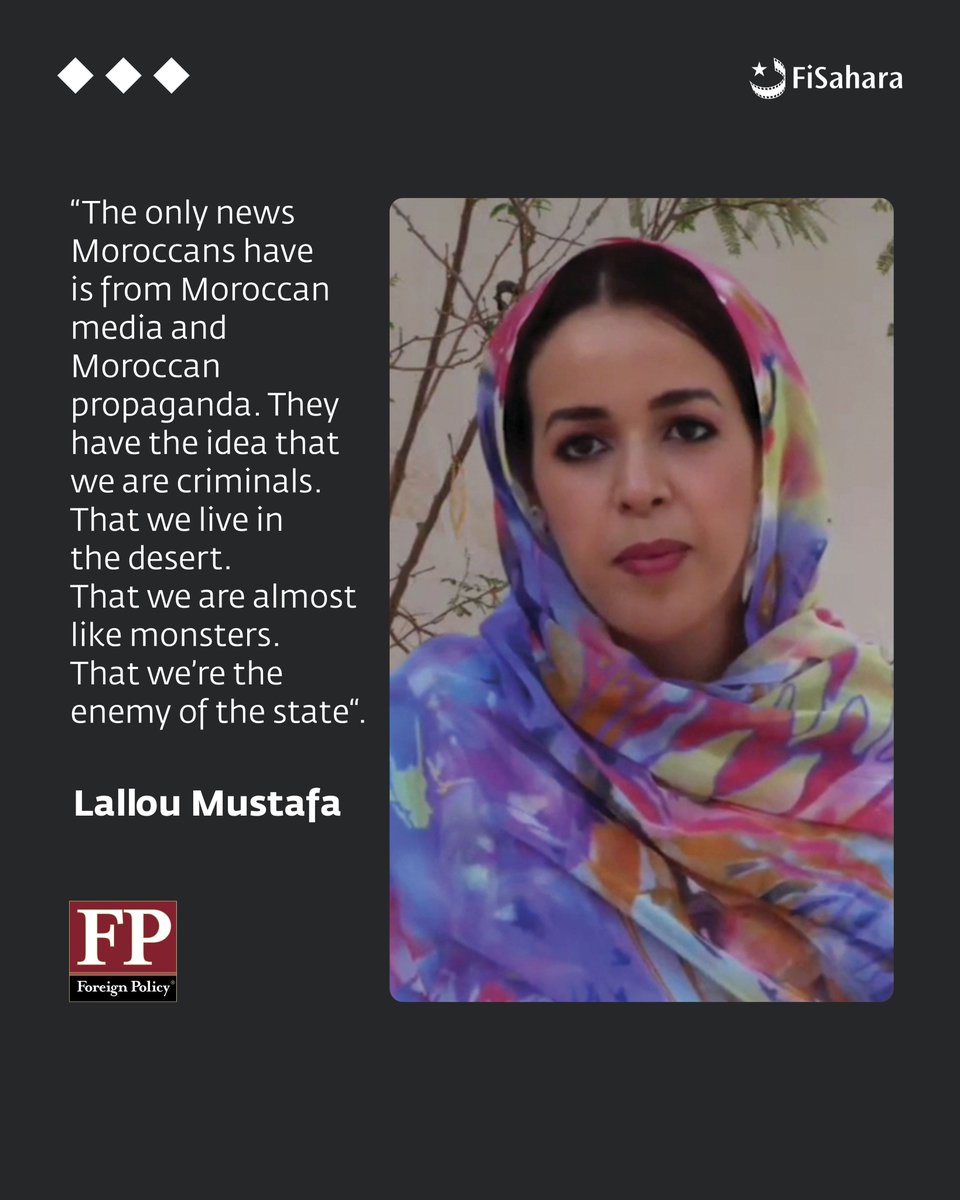 Lallou Mustafa is a Sahrawi activist from occupied #WesternSahara and describes how the Moroccan regime exerts control over and manipulates its population. She participated in the cast of the film 'Wanibik', which won the White Camel at FiSahara 2022 
📰 foreignpolicy.com/2022/11/25/wes…
