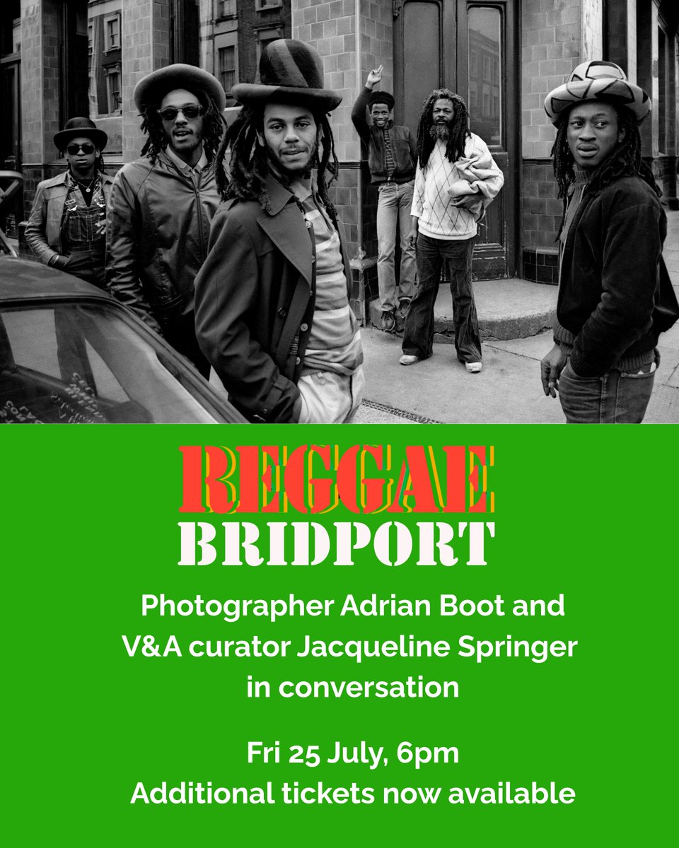 Tickets for our Reggae Bridport 'in conversation' sold out within a few hours. Additional tickets are now available. Full details of the Reggae Bridport programme here bridport-arts.com/event/reggae-b…

Photograph by Adrian Boot of Aswad on the All Saints Road, West London, 1981.