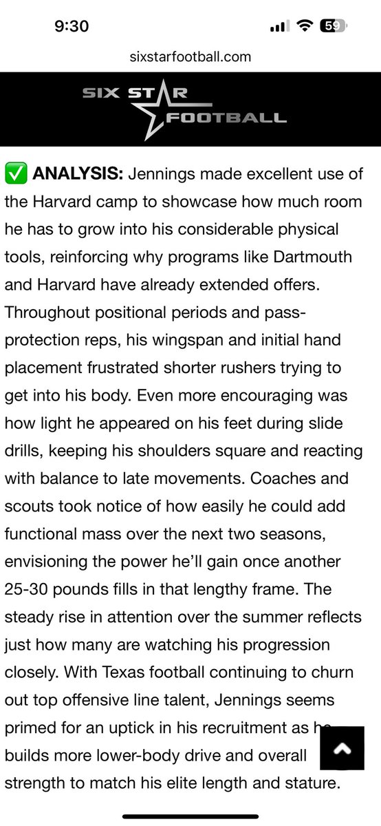 Thanks <a href="/6starfootballMO/">Six Star Football | MISSOURI</a> for the write up. Had a great time at the Harvard camp!