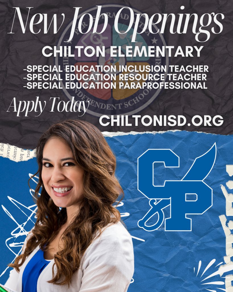 🎓 Here’s a great opportunity to start or continue your educational journey!
Whether you're new or returning, Chilton ISD is ready to support your path to success.
📲 Apply today at chiltonisd.org and be part of something great!