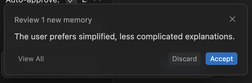 I think auto generated "memories" is misguided. Let me steer the agent in each interaction without worrying about hidden assumptions muddying up the context.