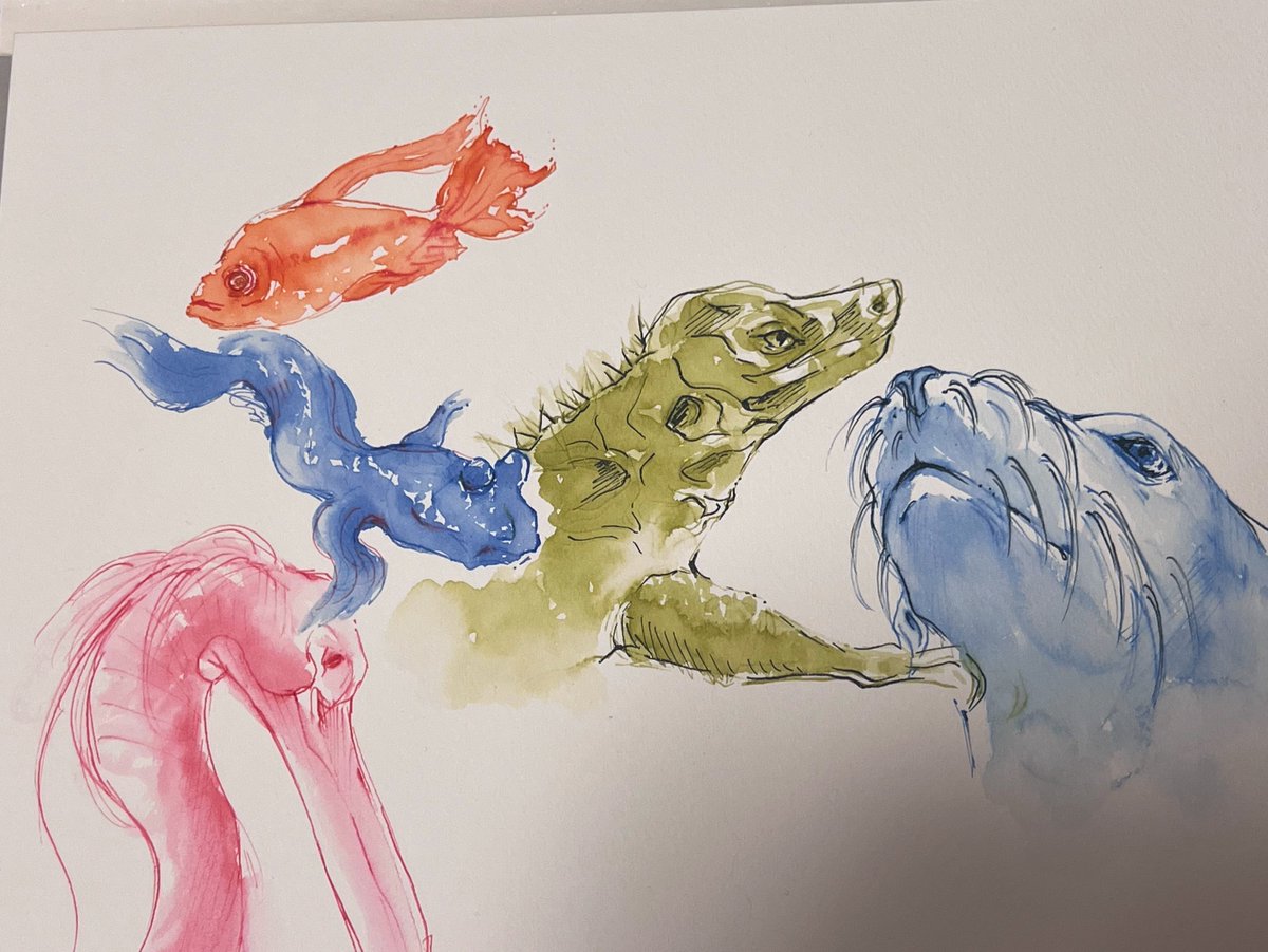 サンシャイン水族館に行ってきたので、描いてみました

百均のガラスペン用インク楽しすぎる…
もっともっと描きたい！